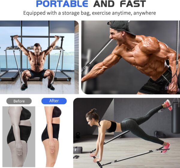 Pilates Bar Kit with Resistance Bands, Workout Sets for Women & Men, Qicool Pilates Resistance Bands Exercise Fitness Equipment Home Gym Yoga, Multifunctional Full Body