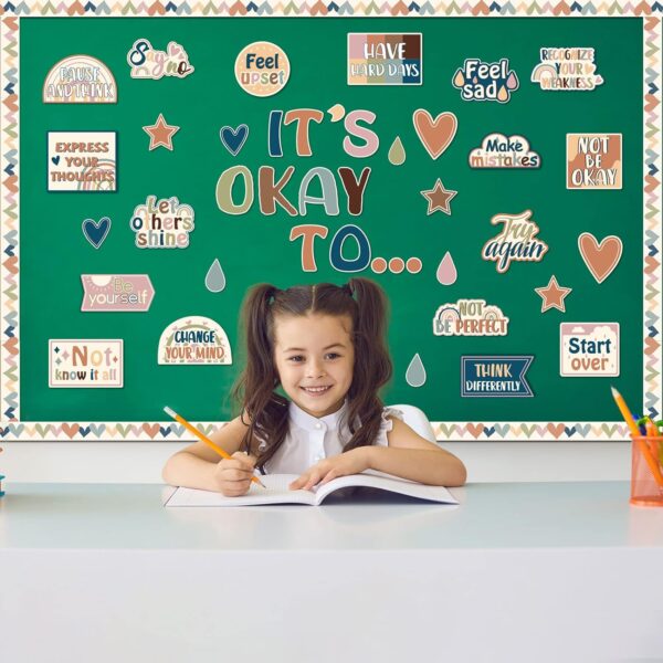 Mental Health Posters It's Okay to Boho Bulletin Board Set Therapy Offices Decor Inspirational Positive Affirmations Accents Psychology Wall Art for School Office Home Classroom Decoration Supply