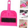 minkissy Handheld Mini Broom and Dustpan Set Tiny Cleaning Table Broom Sweep Brush for Desktop Bed Car Desk Keyboard Countertop Nest Rosy