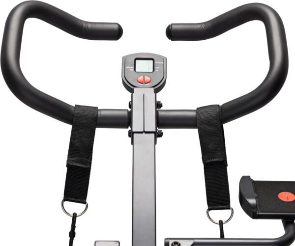 Sunny Health & Fitness Row-N-Ride PRO, Full Body Combo Squat Machine w/Optional Resistance Band, Easy Setup Ab Workout Exercise Equipment for Home, Whole Body Cardio, Optional SunnyFit App Connection