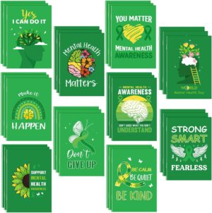 100 Pcs Mini Mental Health Notepads Small Memo Pad Notepads Bulk Mental Health Awareness Green Ribbon Pocket Notebooks, 10 Styles