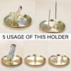 ZenBless 5 in 1 Incense Burner, Palo Santo Holder, Sage Holder, Incense Holder for Incense Sticks/Coil Incense/Incense Cones, 5.5 inches Brass Ash Catcher for Meditation Yoga Room (Gold_2pcs)