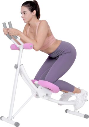 Ab Workout Equipment, Ab Machine with Height Adjustable and Stability, Ab Workout Equipment Home Gym Coaster for Stomach at Office with LCD Display-Christmas Gift Choice, Pink