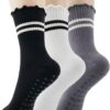 Pilates Socks with Grips for Women, 3 Pairs Grips Socks Pilates Non-slip Yoga Socks for Ballet, Dance, Workout
