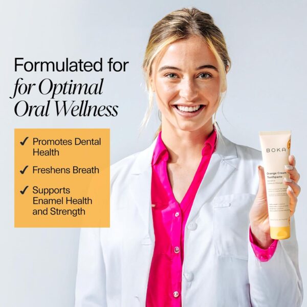 Boka Fluoride Free Toothpaste Nano Hydroxyapatite, Helps Remineralize, Appropriate for Sensitive Teeth, Whitening - for Adult, Kids Oral Care - Orange Cream Flavor, 4oz 1Pk - US Manufactured