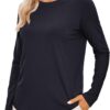 CRZ YOGA Pima Cotton Workout Long Sleeve Shirts for Women Athletic Crewneck Yoga Casual Tops Plain T-Shirt