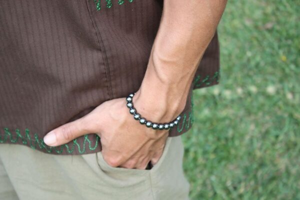 Gemstone Hematite Healing Crystal Bracelet Men's Bracelet for Grounding, Balance, Root Chakra Jewelry For Women Feng Shui Positive Energy