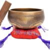 Tibetan Singing Bowl Set - Easy To Play Authentic Handcrafted For Meditation Sound Chakra Yoga Healing 4 Inches By Himalayan Bazaar (Brown and Maroon)