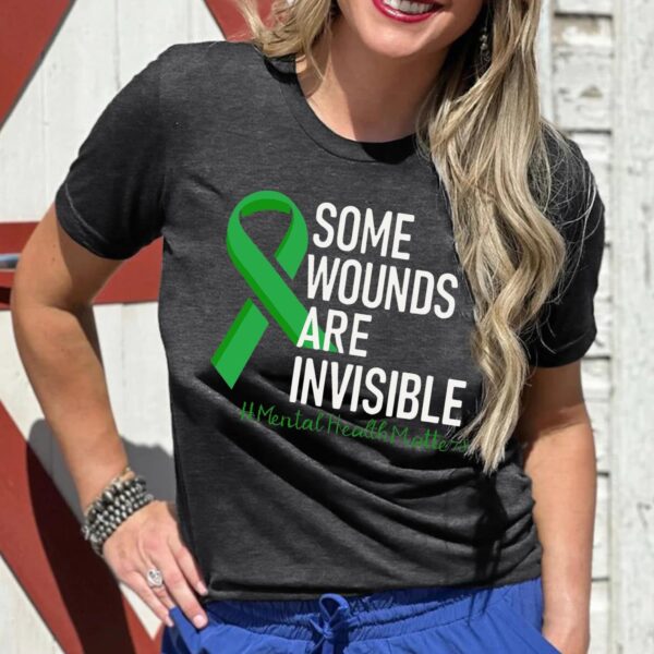 Womens Mental Health Matters Shirts Green Ribbon Awareness T-Shirt Inspirational Tee Top