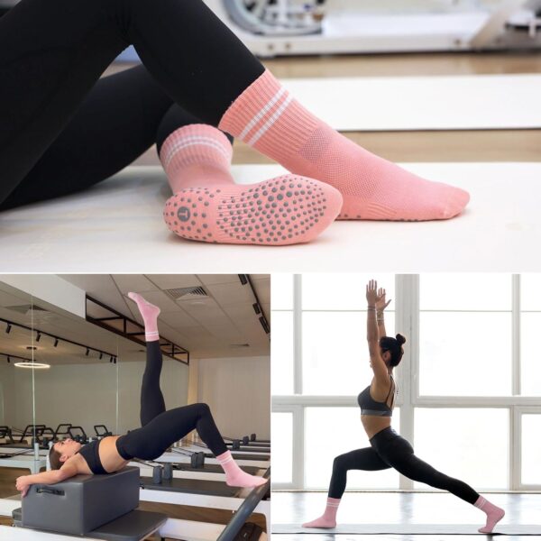 Pilates Ball Resistance Bands Pilates Socks Sets, Loop Exercise Bands 5 Levels, Small Pilates Ball 9 Inch, Non Slip Socks Grips Yoga Kit for Home Workouts