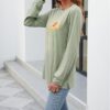 Womens Fall Crewneck Sunflower Graphic Print Tops Long Sleeve Cute Casual Tees
