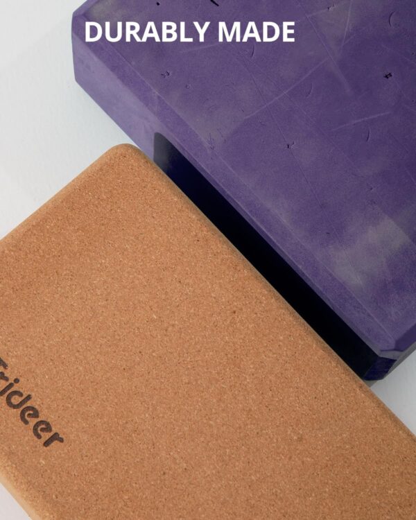 Trideer Cork Yoga Blocks, 2 Pack Natural Cork Blocks, High Density with Non Slip Surface, Eco-Friendly Accessories and Ideal for Yoga, Pilates, Stretching