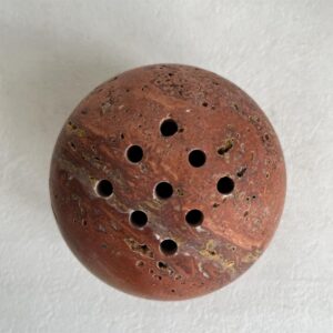 9 Holes Handmade Natural Marble Round Incense Burner Holder for Meditation Decorative Room/Kitchen/Coffee Shop (Red Travertine)