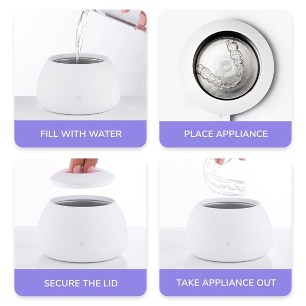 Zima Dental Pod | Arctic White | Ultrasonic Retainer Cleaner Machine | Aligner, Nightguard, Mouth Guard, Denture Cleaner | Oral Dental Care FSA HSA Approved