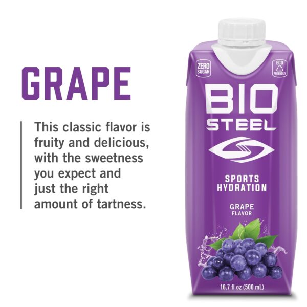 BioSteel Sports Drink, Sugar-Free Formula with Essential Electrolytes, Grape Flavor, 16.7 Fluid Ounces, 12-Pack