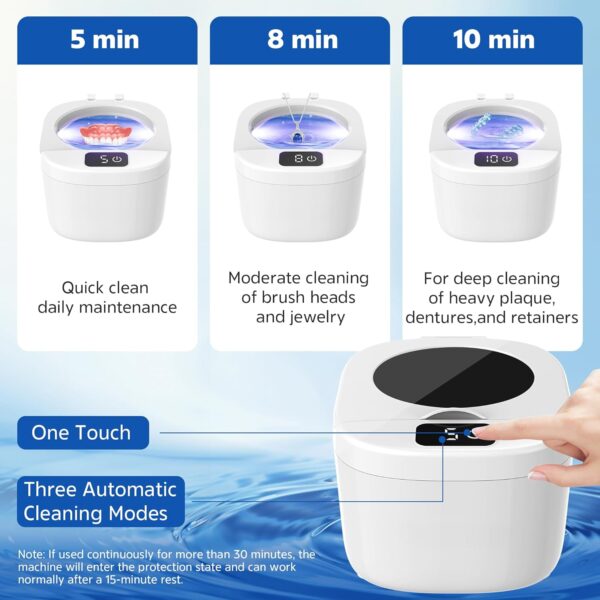 Professional Ultrasonic Retainer Cleaner Retainer Cleaning Machine - 45kHz Ultrasonic Cleaning, Suitable for Denture Mouth Guard Aligner Dental Trays