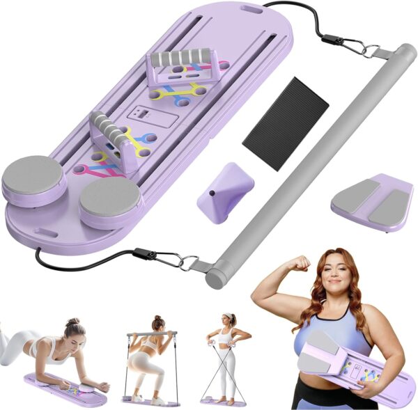 Pilates Board Multifunctional Abdominal Board, Foldable Ab Core Trainer Board, Abs Core Workout Exercise Reformers Set, Premium Pilates Reformer Set for Full-Body Workouts