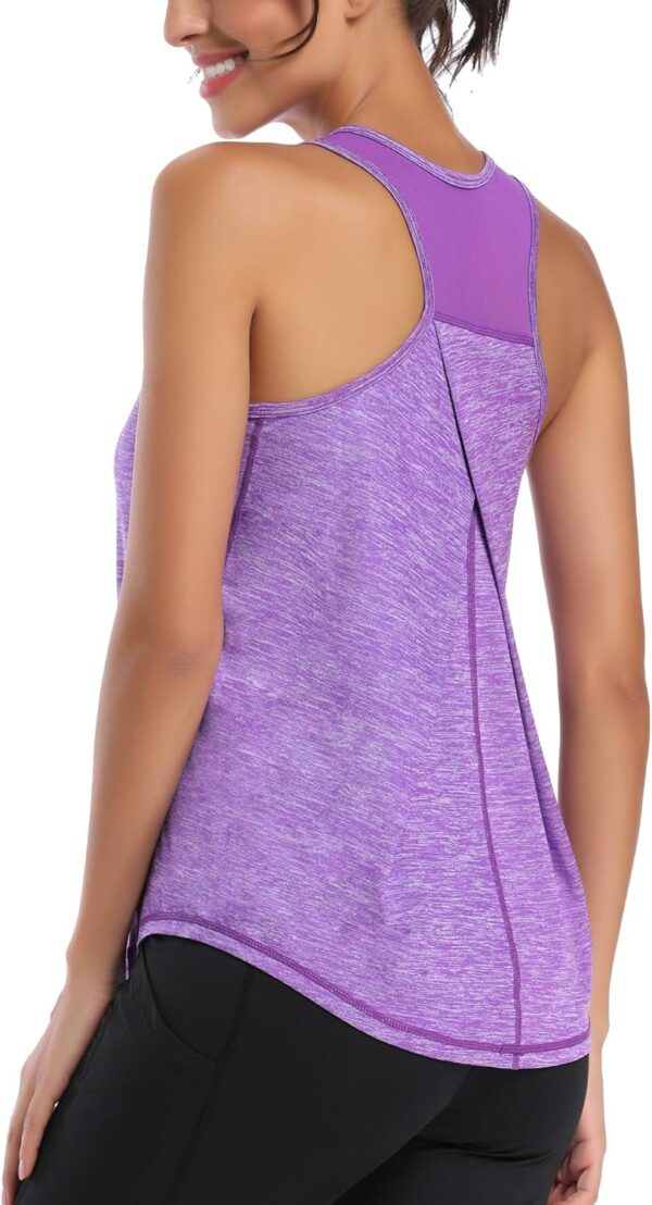Aeuui Womens Workout Tops for Women Racerback Tank Tops Mesh Yoga Shirts Athletic Running Tank Tops Sleeveless Gym Clothes