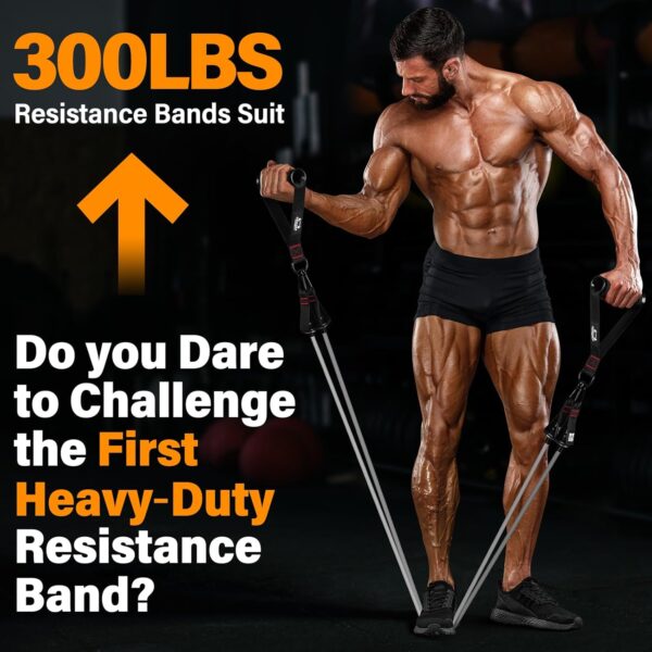 Heavy Resistance Bands for Working Out, 300LBS Exercise Bands with Handles, Workout Bands for Men, Weight Fitness Bands Set for Muscle Training, Strength, Slim, Yoga, Home Gym Equipment