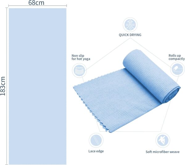 2 Pack Hot Yoga Towels,Yoga Towels for Hot Yoga Non Slip,Microfiber Super-Absorbent Yoga Mats Towel, Pilates,Bikram,Yoga Gear,Lint Free Long Bath Towels,Waffle Bath Towels for Bathroom