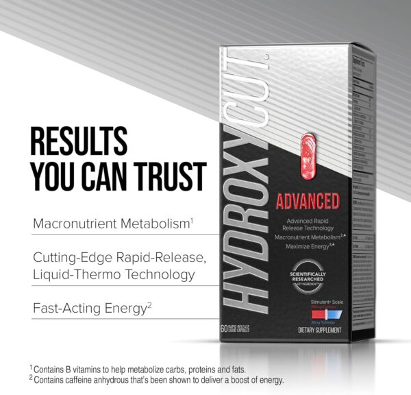 Hydroxycut Advanced - 60 Rapid-Release Liquid Capsules - Thermogenic Calorie Burn, Maximize Energy - for Women & Men