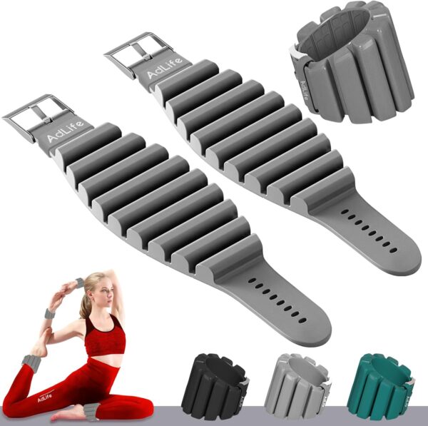 ADLIFE Adjustable Ankle Weights Exercise Weights for Women and Men 2 lbs Wearable Weighted Wrist Bangles, Arm Leg Weight Set (1 lb Each) for Aerobics,Yoga, Running, Home Gym Workout, Strength Training, Pool Exercise