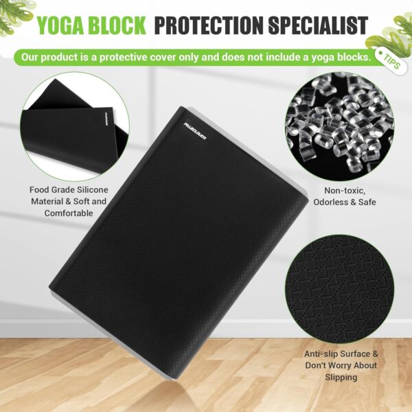 Yoga Blocks Silicone Protective Cover, Premium Silicone Protective Cover for Foam or Cork Yoga Blocks - Eco-Friendly, Non-Slip, Easy to clean | Odorless and Moisture-Proof | Supportive(Without yoga blocks）