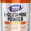 NOW Foods Sports Nutrition, L-Glutamine Pure Powder, Nitrogen Transporter*, Amino Acid, 1-Pound
