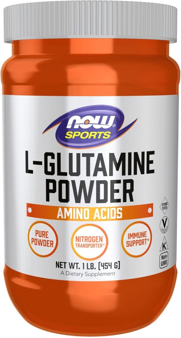 NOW Foods Sports Nutrition, L-Glutamine Pure Powder, Nitrogen Transporter*, Amino Acid, 1-Pound