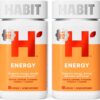 Habit Energy Supplement 2 Pack (120 Capsules) - New Look, Supports Energy, Mental Alertness and Focus, Natural Caffeine, Vitamins B & C, Green Tea Extract, Vegan, Non-GMO