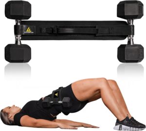 Exercise Hip Thrust Belt for Weights, Glute Workout Equipment, Adjustable Hip Thrust Belt for Dumbbells, Glute Trainer for Home Workouts with Extra Padding, Booty Builder