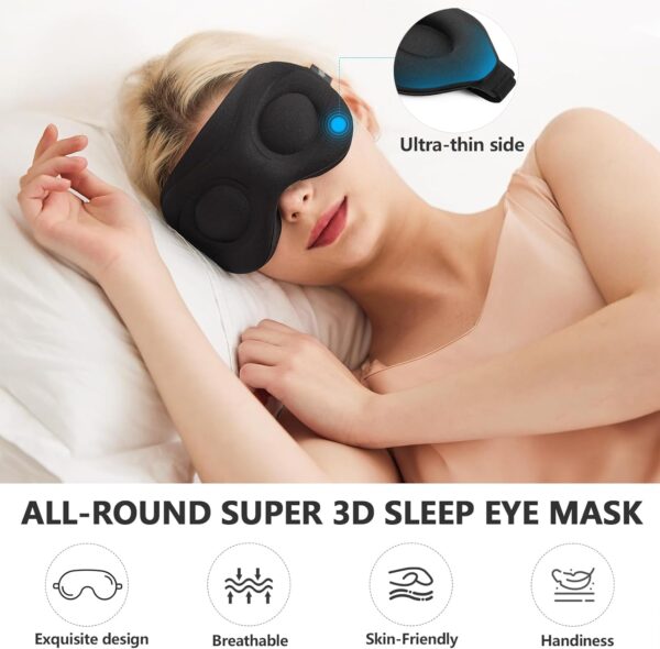 Sleep Mask Blackout for Men Women - Eyelash Friendly Eye Masks for Sleep Airplane Travel Accessories as Gifts Sleeping Mask with Soft Breathable Zero Eye Pressure for Travel Yoga Nap Meditation