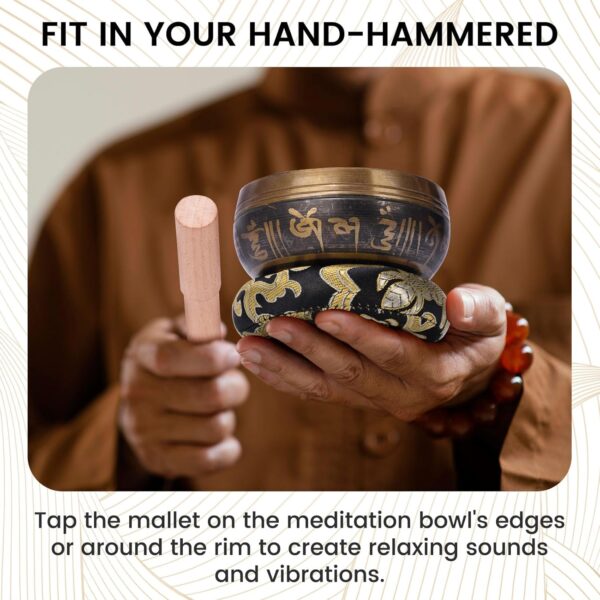 DomeStar 3.3 Inch Tibetan Singing Bowl Set, Hand Hammered Sound Bowls Meditation Set for Yoga Meditation, Sound Therapy, Spiritual Gatherings and Stress Relief