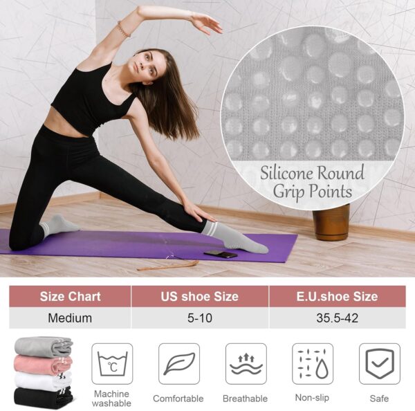 YSense Thin Pilates Grip Socks for Women Non Slip, Yoga Barre Socks Grippy Socks for Pilates, Dance, Ballet, Barre, Hospital