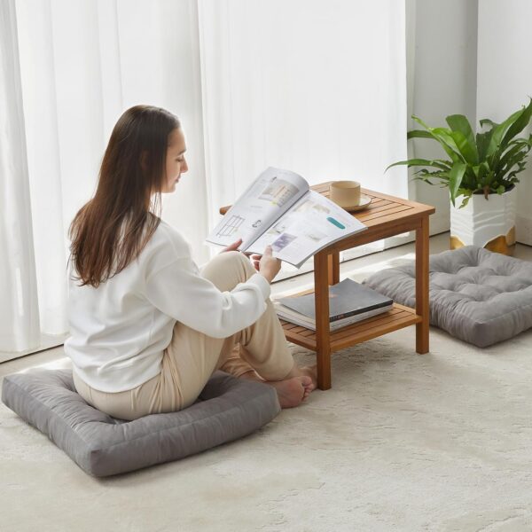 Quilmfoam Meditation Floor Pillow Cushions for Adults Kids, Large Square Double-Side Corduroy Floor Pillows Seat Cushion, for Yoga Living Room Tatami Home Decor, 1 Pack, Light Grey, 22x22x4 Inch