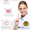 7AM2M Ultrasonic Electric Toothbrush with 6 Brush Heads for Adults&Kids, One Charge for 90 Days, Wireless Fast Charge, 5 Modes 40000VPM Powered Toothbrush, 2 Minutes Built in Smart Timer-Rose Pink