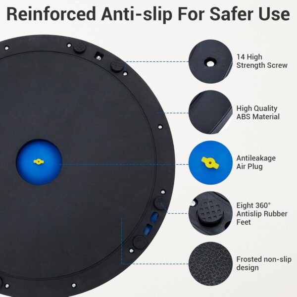 GAOMON 23/25in Balance Ball, 1600 lbs Half Exercise Ball with Nonslip Base, Inflatable Half Ball Balance Trainer, Stability Half Yoga Ball Strength Training Equipment with 2 Bands, Pump, Extra Ball Included, Blue