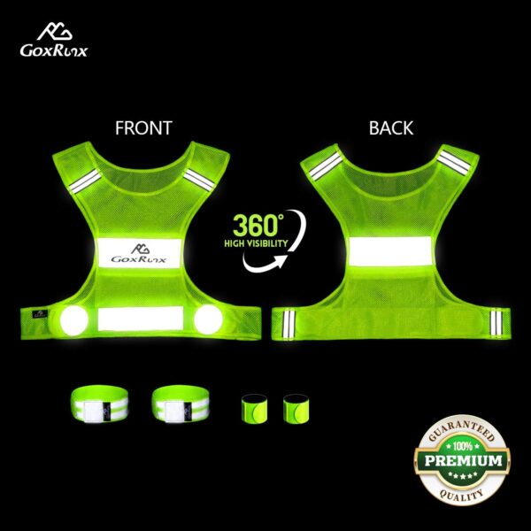 GoxRunx 2 Pack Reflective Vest Running Gear Ultralight Runner Safety Vest+Armbands & Bag