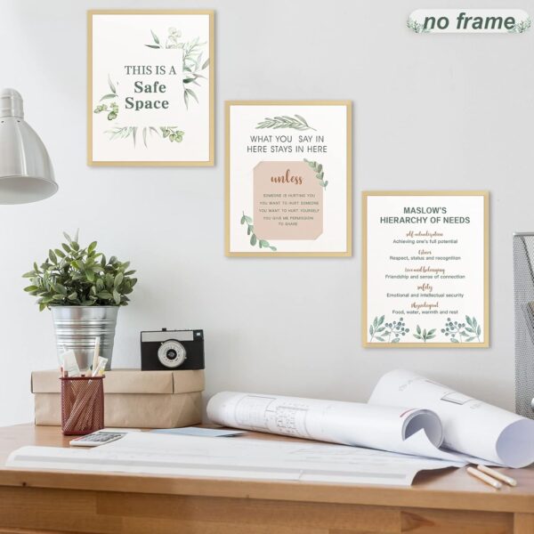 9 Pieces Mental Health Posters Anxiety Therapy Motivational Poster Psychologist Counselor Inspirational Posters Positive Quotes Wall Decor Classroom for Home Office, 8 x 10 Inch(Leaf Style)