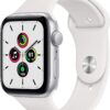 Apple Watch SE (GPS, 44mm) - Silver Aluminum Case with White Sport Band (Renewed)