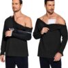 Deyeek Micro Fleece Post Shoulder Surgery Recovery Shirts For Men Chemo Port Access Shirt Snap Full Tear Away Long Sleeve
