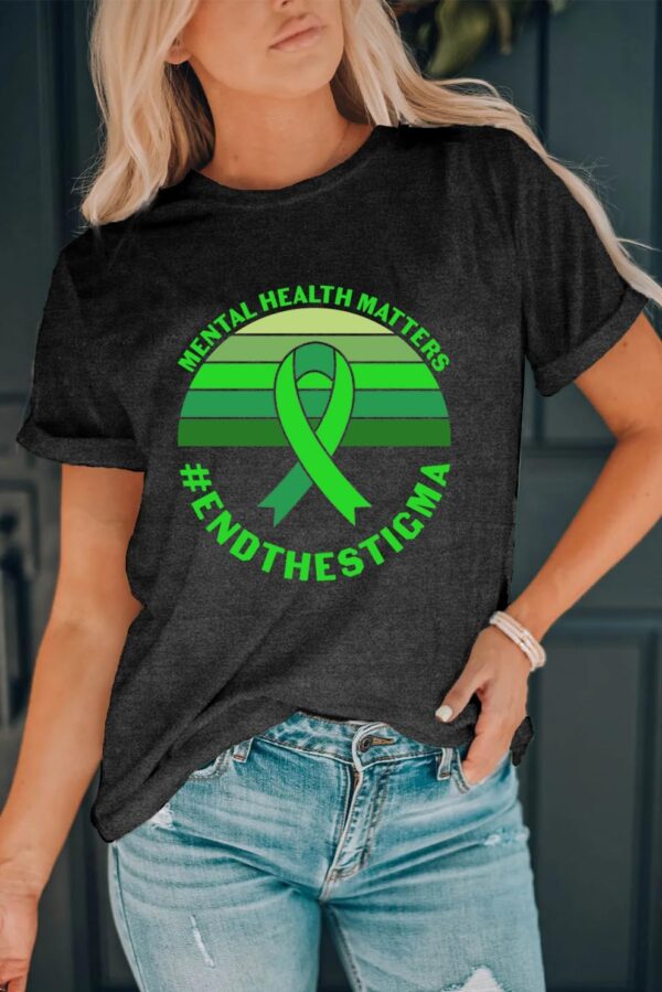 LBP Womens Green Ribbon Shirt Mental Health Matters End The Stigma T-Shirt Green Ribbon Activist Tee Tops