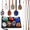 Crystals Necklace Holders and Healing Stones Set, 6Pcs Adjustable Crystal Cage with 7 Chakra Crystals and Healing Stones for Yoga, Meditation, Jewelry Gift and Home Decor