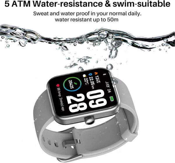 TOZO S2 44mm Smart Watch Alexa Built-in Fitness Tracker with Heart Rate and Blood Oxygen Monitor,Sleep Monitor 5ATM Waterproof HD Touchscreen for Men Women Compatible with iPhone&Android Space Gray