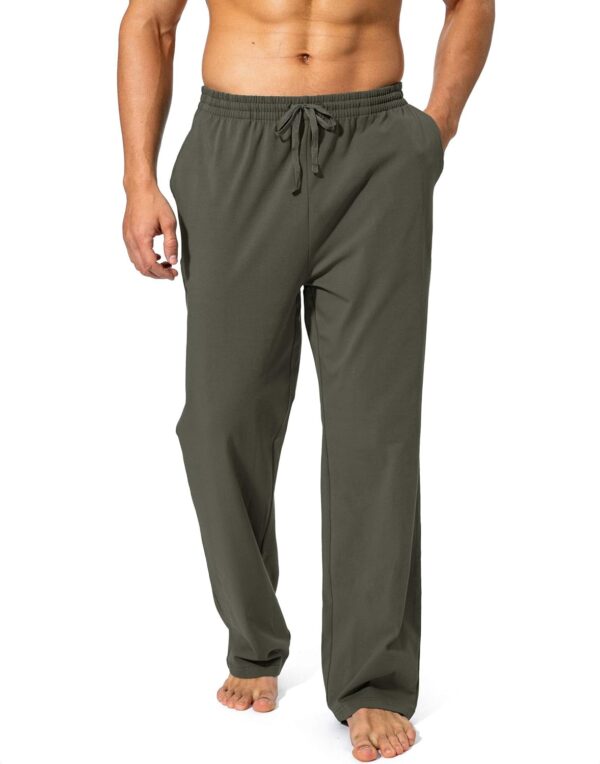 Pudolla Men's Cotton Yoga Sweatpants Athletic Lounge Pants Open Bottom Casual Jersey Pants for Men with Pockets