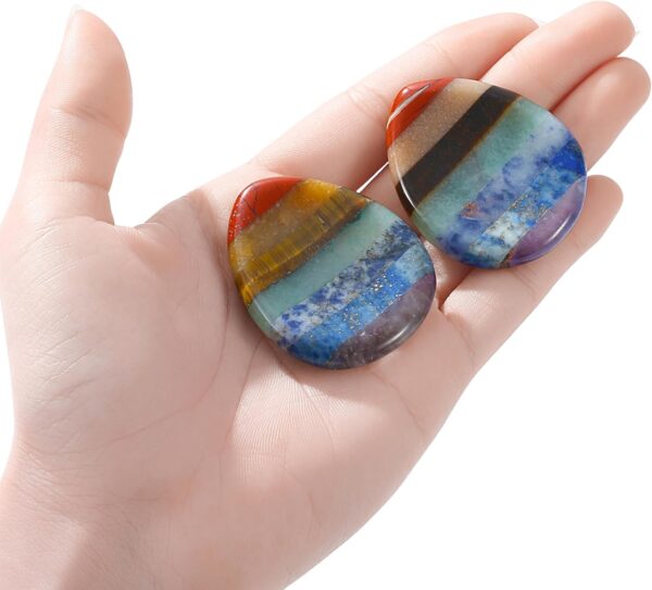 Thumb Worry Stone for Anxiety 7Chakra Teardorp Crystals Healing Stones Meditation Accessories Calm Mental Health Gifts Real Natural Hand Carved Spiritual Decor Anxiety Depression Relief Items
