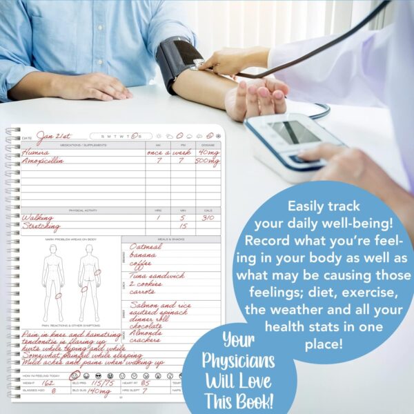 BookFactory Personal Medical Journal My Medical History Logbook Daily Medications Log Book Medicine, Treatment, Doctor Visit Tracking Records - Wire-O, 100 Pages 6" x 9" (JOU-100-69CW-PP-(Medical))
