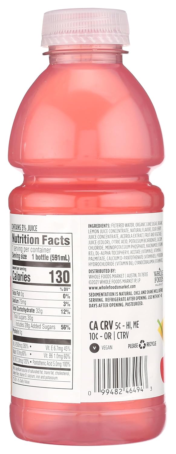 365 By Whole Foods Market, Water Nutrient Pink Lemonade B Vitamins, 20 Fl Oz