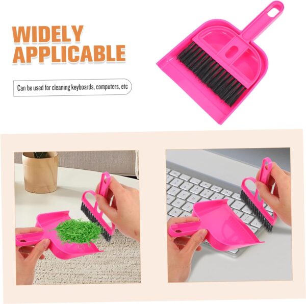 minkissy Handheld Mini Broom and Dustpan Set Tiny Cleaning Table Broom Sweep Brush for Desktop Bed Car Desk Keyboard Countertop Nest Rosy