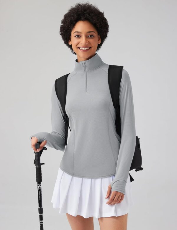 LOMON Women Long Sleeve Shirts Sun Protection 1/4 Zip Summer Quick Dry Hiking Shirts Quarter Zip Pullover for Women